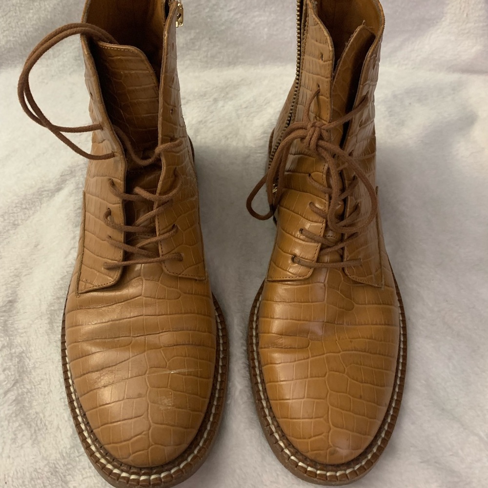 Vince Camuto Tan fake alligator skin boots